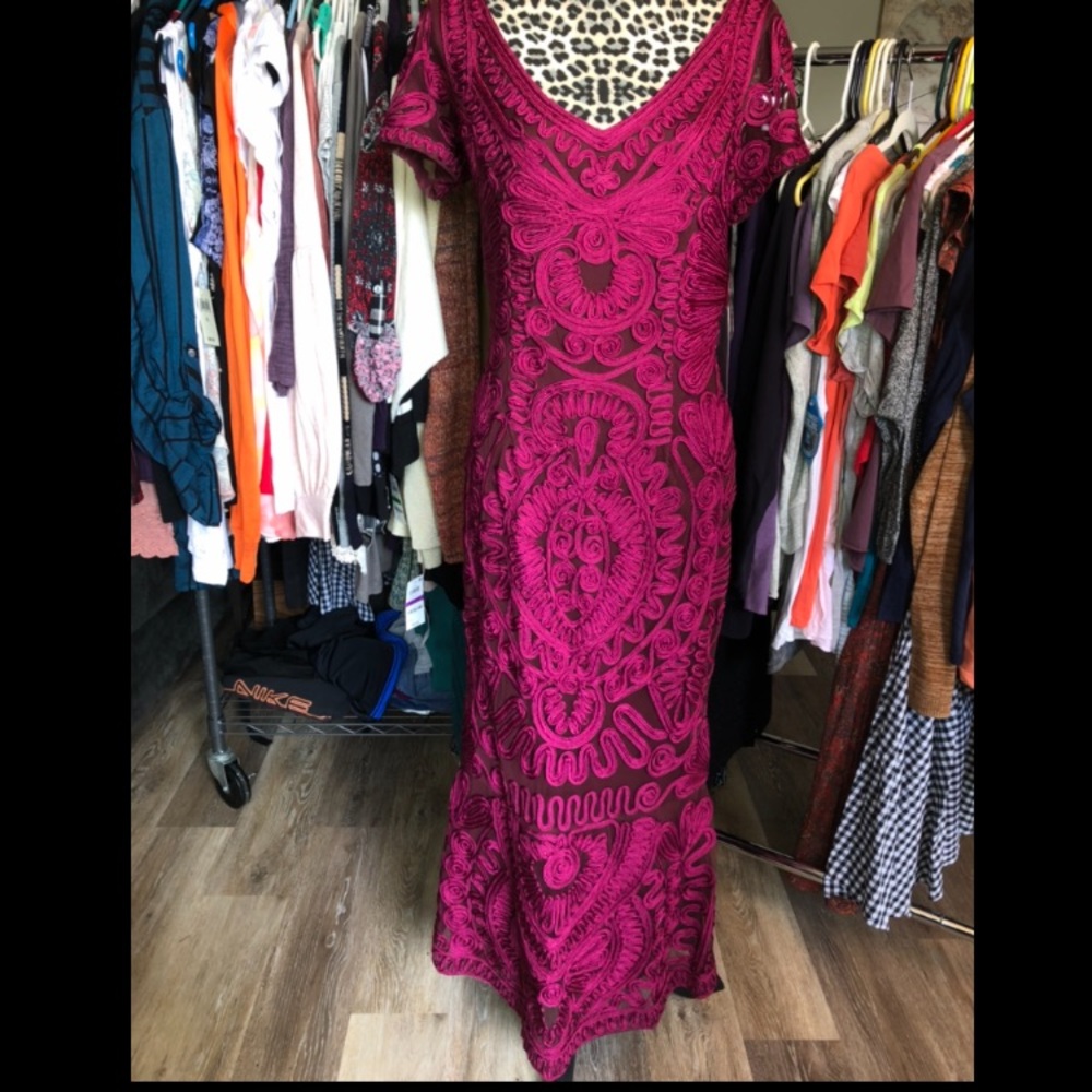 JS COLLECTIONS ribbon embellished midi dress